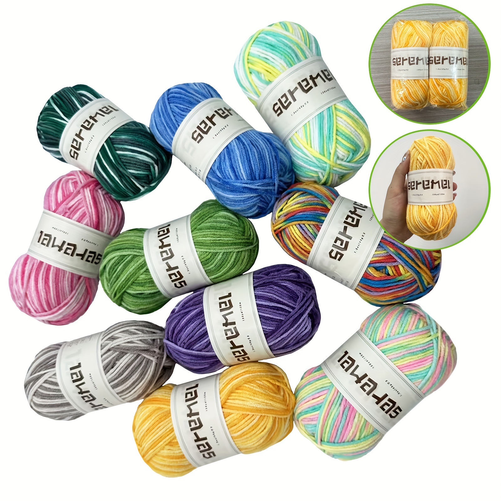 12 ounces, Small balls of acrylic yarn, lot of yarn, worsted weight,  multi-color