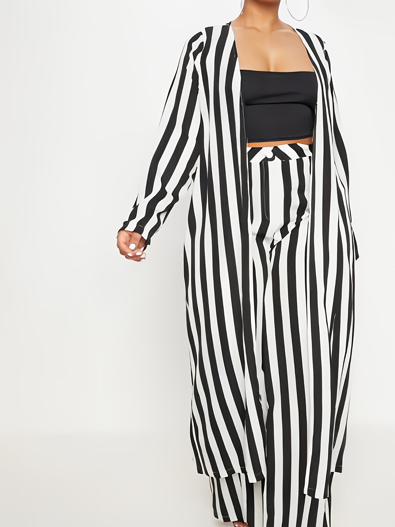 Plus Size Casual Outfits Two Piece Set Women's Plus Stripe - Temu