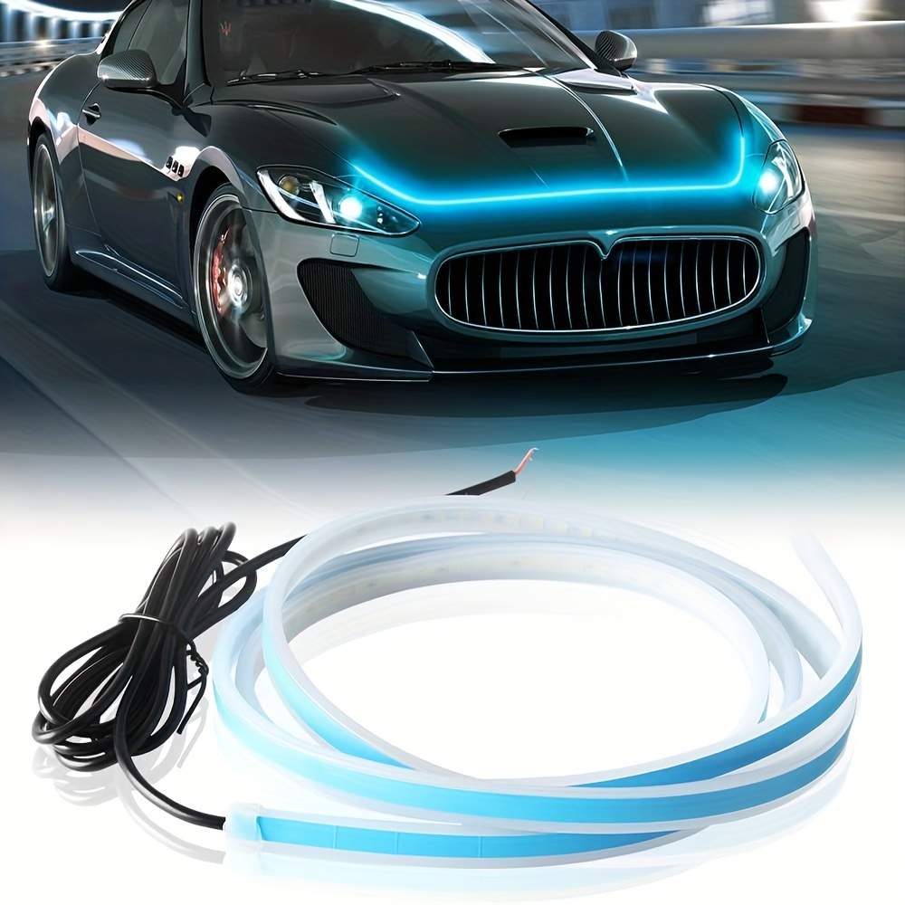 Tira Flexible de luces LED para coche, tira de luces de circulación diurna  de 30CM, 45CM y 60CM, color blanco y ámbar, 1 par - AliExpress