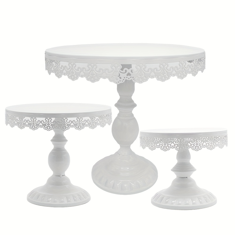 Umigy Soporte redondo de porcelana para tartas, 3 piezas, soporte redondo  para postres, soporte de cerámica blanca para cupcakes, pedestal, platos –  Yaxa Colombia