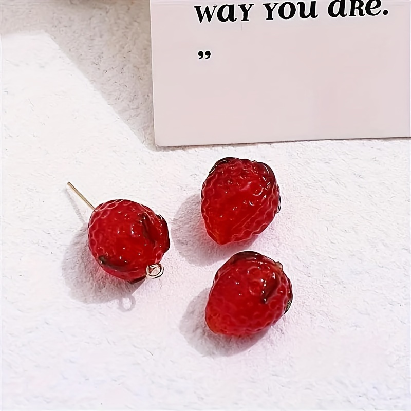 9pcs Plastic Strawberry Shaped Bead For Earrings, Pendant, Keychain,  Necklace, Bracelet Making