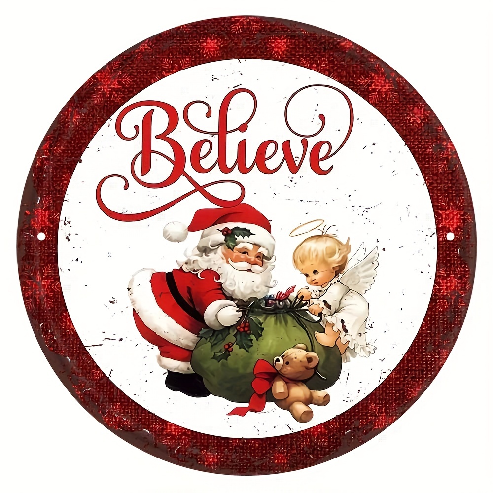 I Believe In Santa Wooden Hanging Sign Wall Art Decoration - Temu