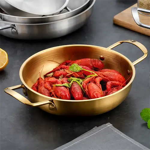 Portable Stainless Steel Seafood Pot For Korean Ramen And Golden