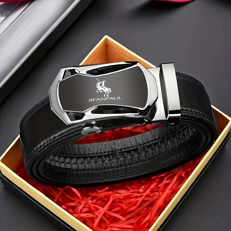 Genuine Solid Leather Belt for Men, Black / 135cm