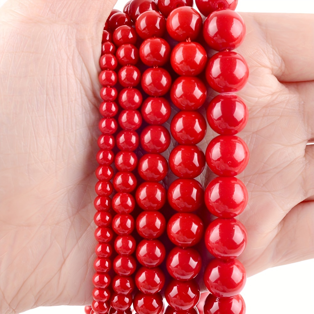 Natural Stone Red Coral Beads Round Loose Beads For Jewelry Making DIY  Bracelet Necklace 6 8 10 12mm 15