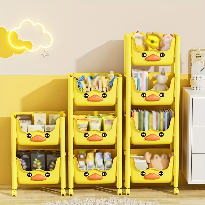 Household Children's Storage Rack Cartoon Toy Storage Rack With Wheels Baby  Storage Box Floor Trolley Movable - Storage Holders & Racks - AliExpress