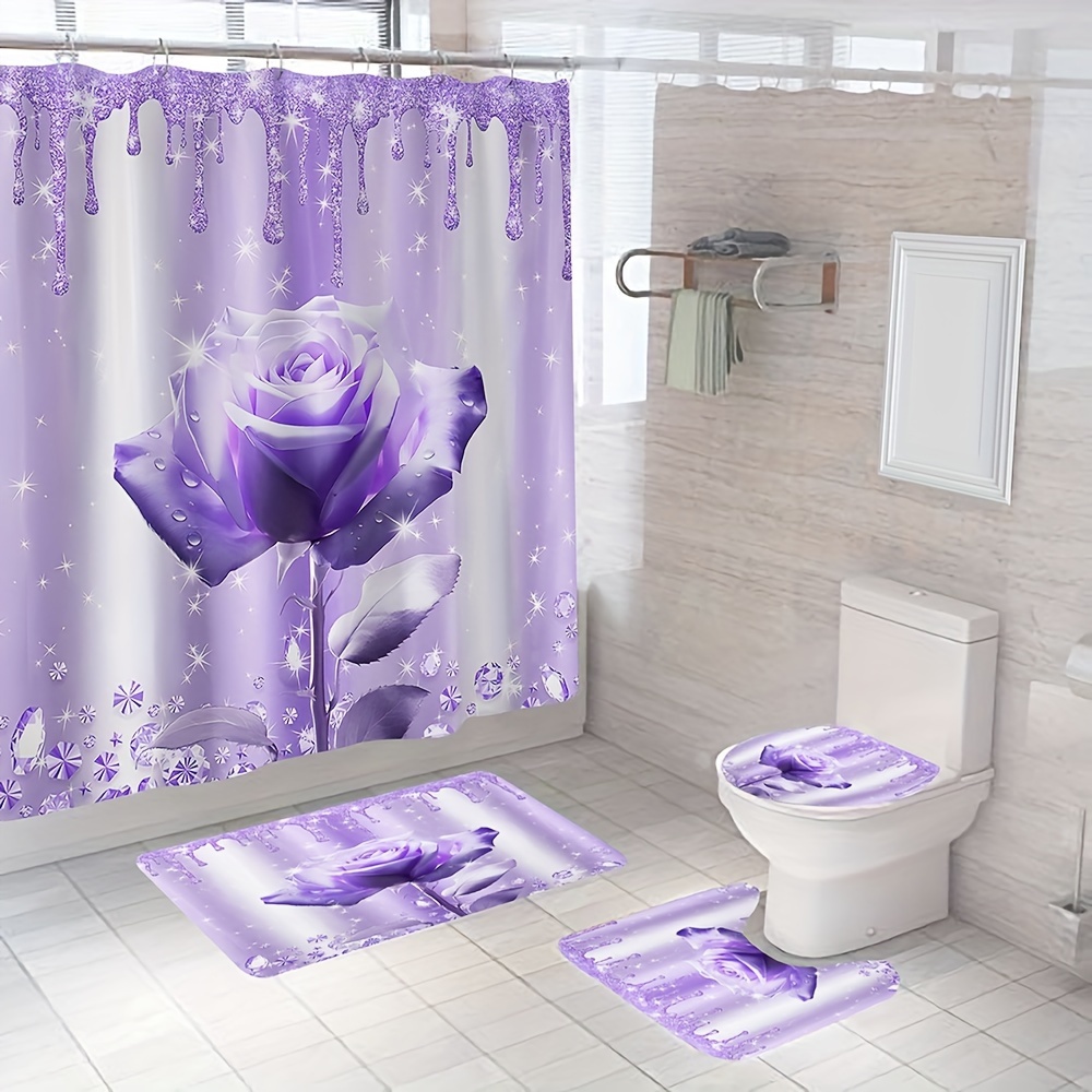 cortinas de baño set completo accesorios para baños moderno para ducha 4Pcs