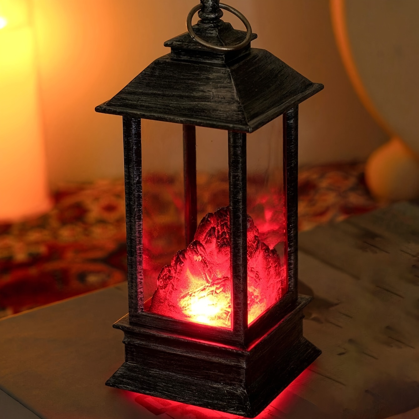 Lampe lanterne LED à effet de flamme de charbon de bois, fausse cheminée,  ampoule avec batterie AAA, décoration pour la maison