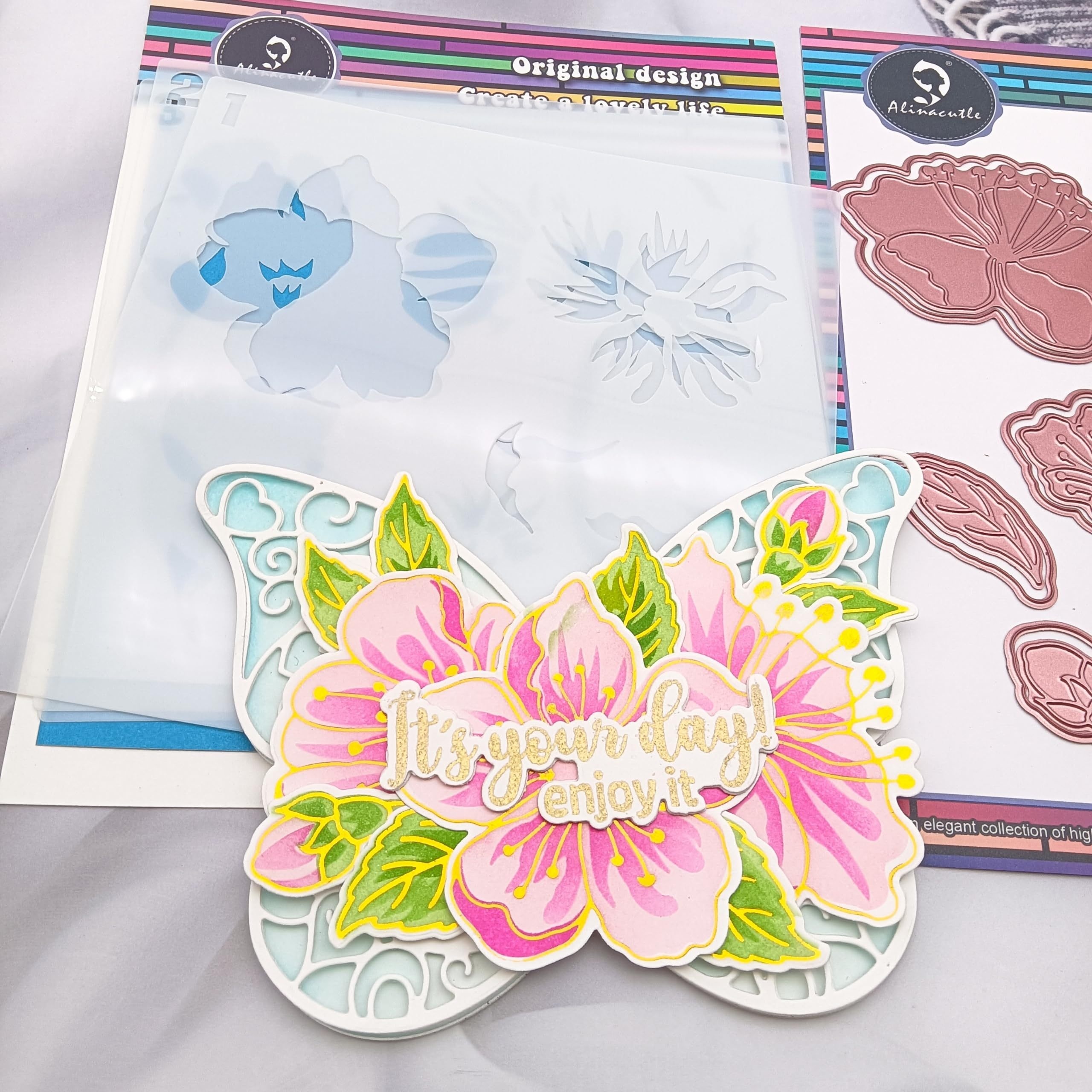 Alinacutle Layered Flower Stencils with Metal Cutting Die Cut Scrapbook  Paper Craft Album Handmade Card Template Die Cutting
