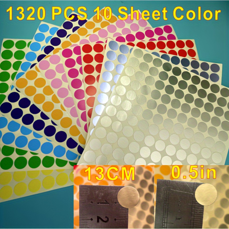 

1320 Pcs 10 Sheet Color Coding Labels Circle Dot Stickers,round Color Coding Labels Sticky Dots Labels Stickers 10 Color Style Colored Dot Stickers For Students Office Student Classroom Papers