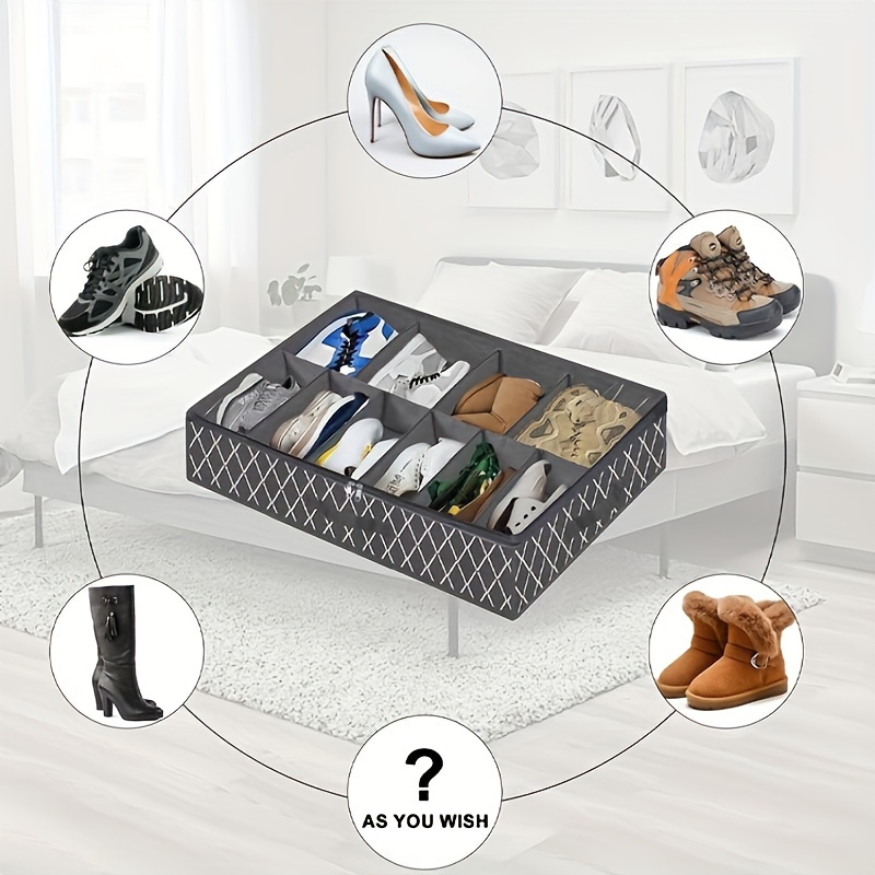 Organisateur de rangement de chaussures sous lit pour placard s'adapte à 10  paires-robuste sous le lit conteneurs de chaussures boîtes Organizador avec  couverture transparente