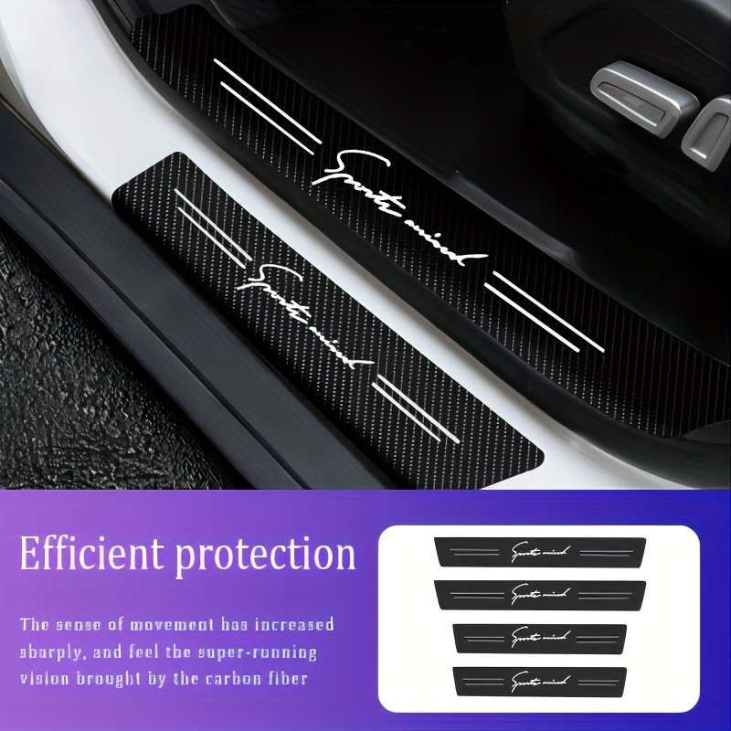 

4pcs 3d Carbon Fiber Car Threshold Protective Strip, Car Door Welcome Pedal Anti-scratch Waterproof Protective Strip, Anti-collision Strip, Sports Sticker