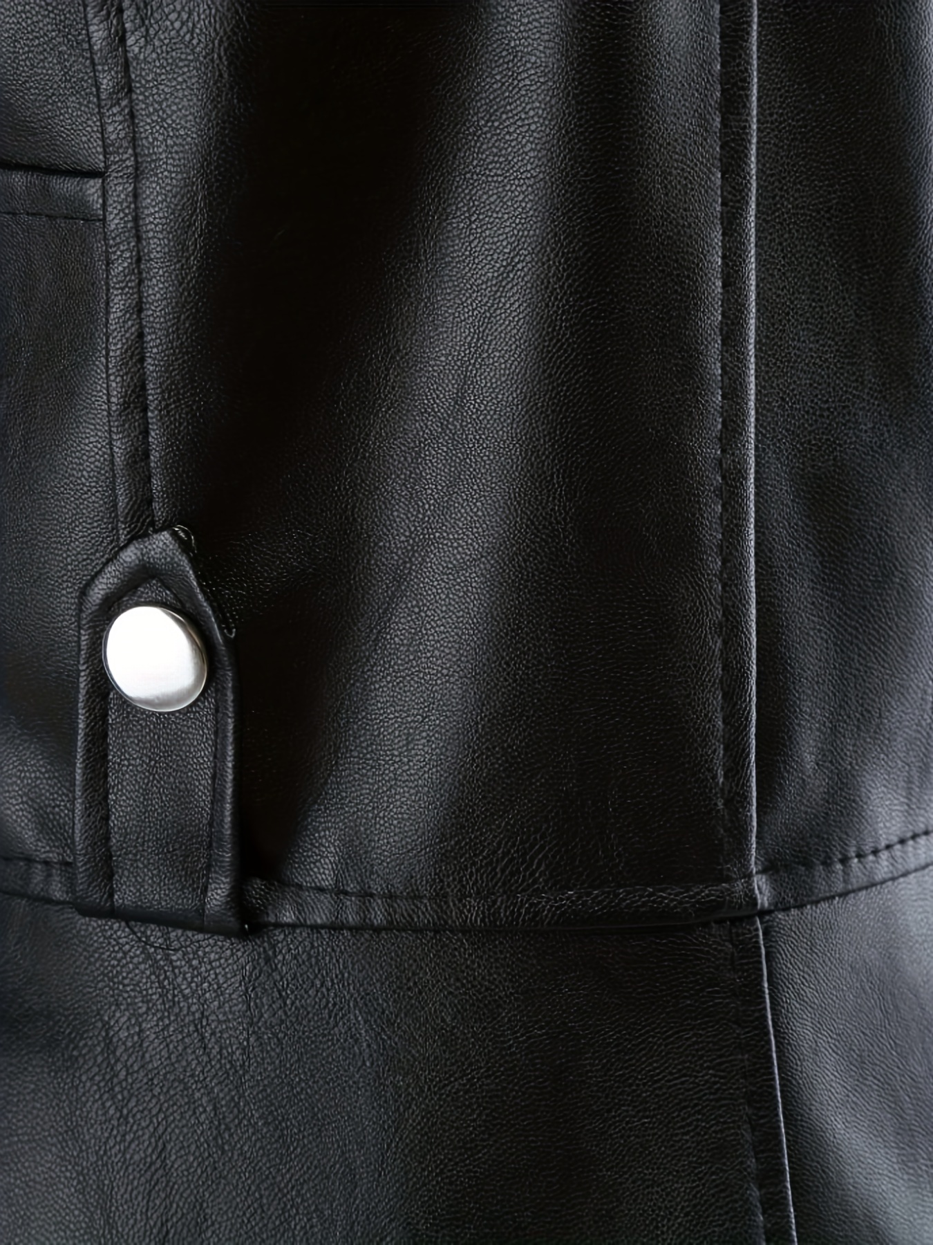 Women's Pleather Jacket - Zip Front Closure / Long Sleeves / Black