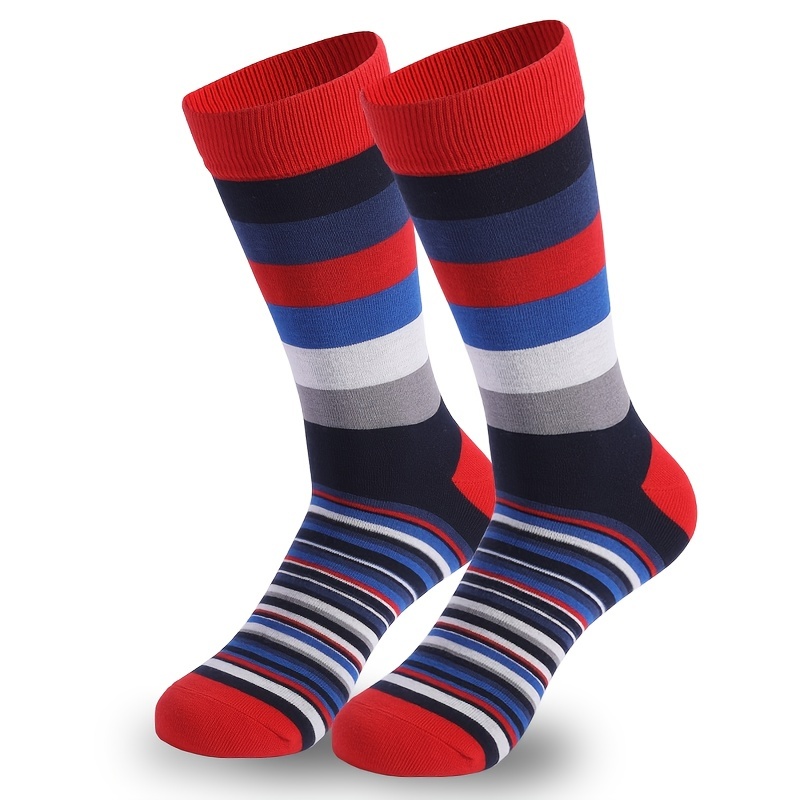 Men's Blue Striped Suit Socks Stylish calf Gentlemen's Dress - Temu