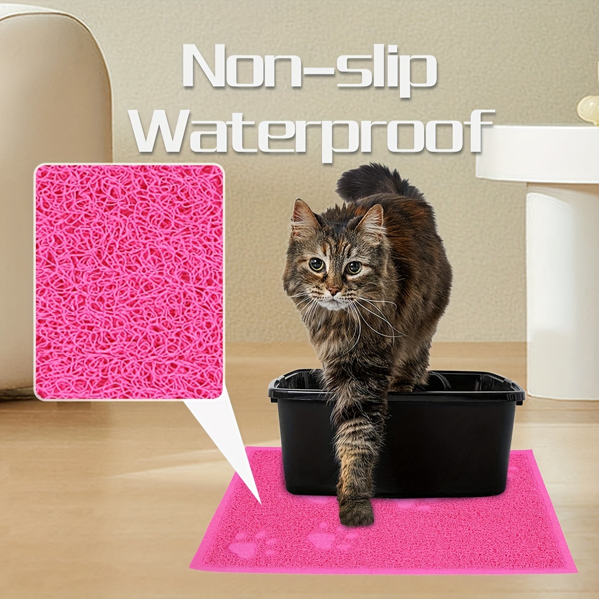 1pc Paw Print Cat Litter Mat