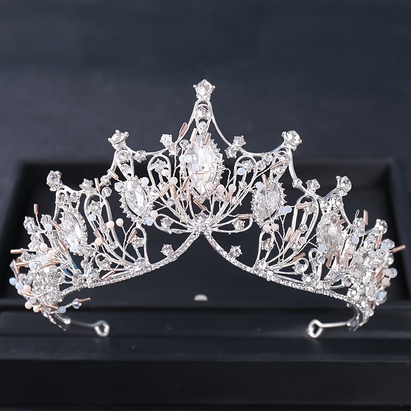 Tiaras para mujer, corona de boda, magnífica corona de metal de cristal  real, reina, rey, tiara de corona grande, tiara de belleza para bodas y
