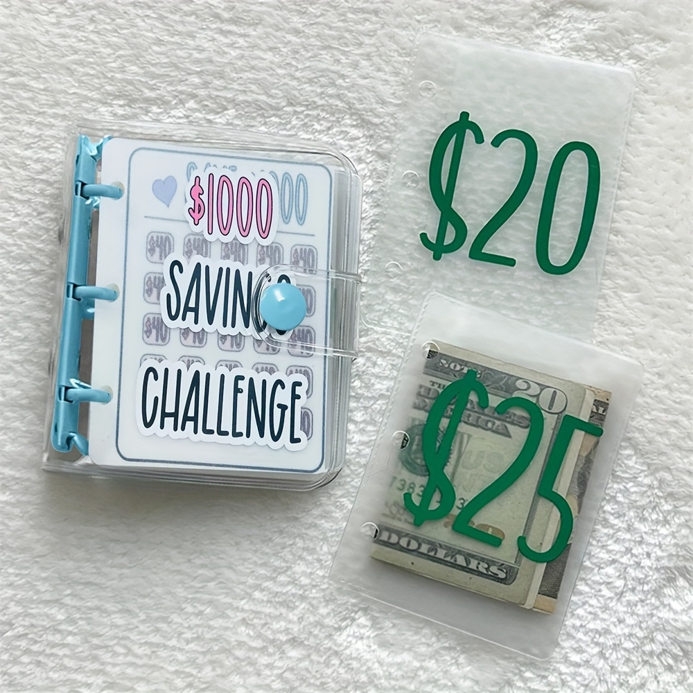 

1000 Savings Challenge Binder, Money Saving Binder, Savings Challenges Book With Envelopes, Mini Budget Binder With Cash Accessories