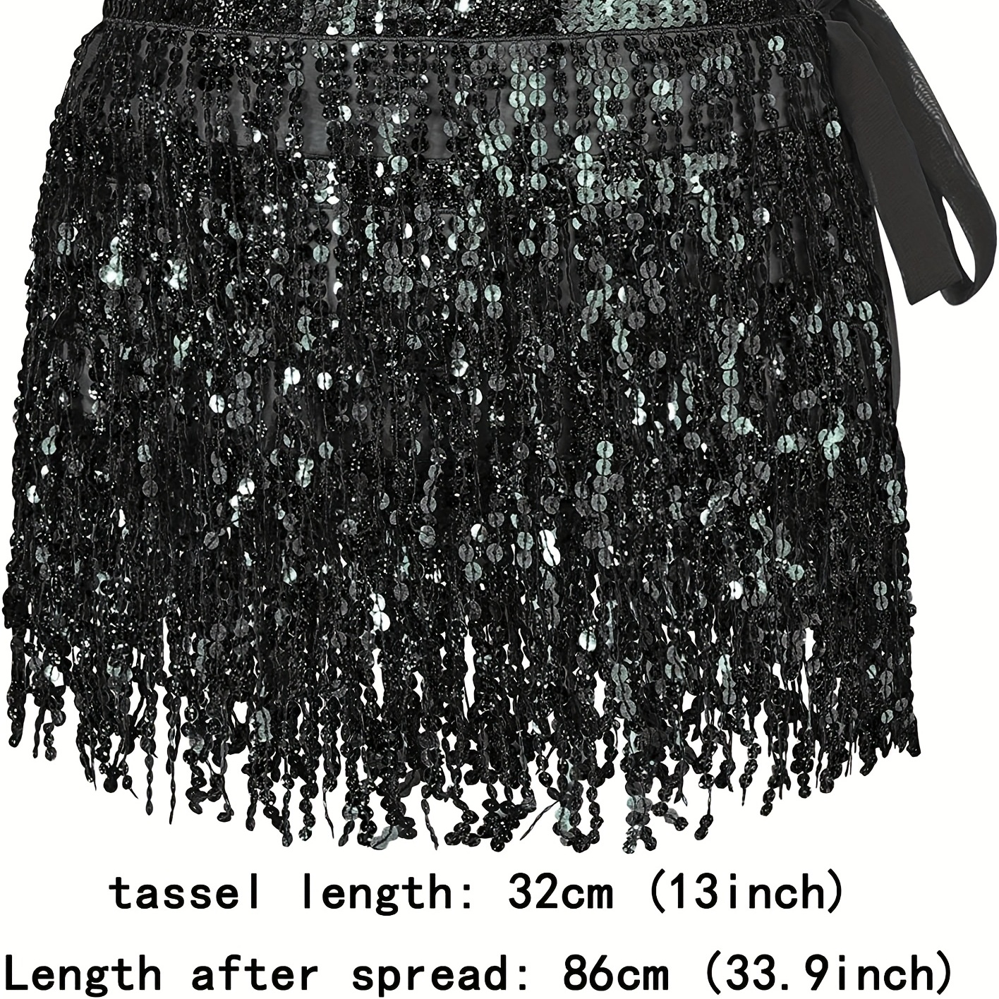 Y2K Sequin Tassel Hip Skirt Belly Dance Wrap Party Costume