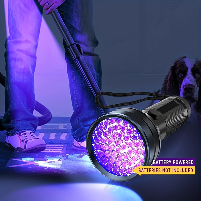Lampe Torche UV Lampe de Poche 51 LEDs,395nm UV Torch avec Lumière Noire, Torche Ultra Violet Puissante, Ultraviolet Flashlight UV Blacklight Torch  Détecteur pour Urine Animale Resine (Noir) Ternel