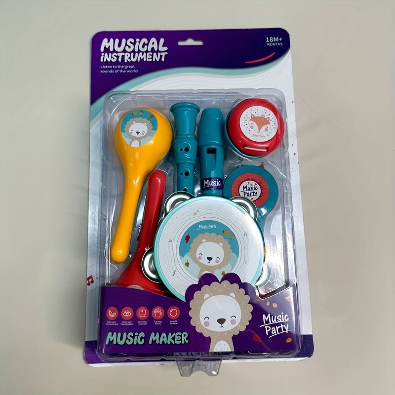 6 instrumentos musicales para niños pequeños, juegos de juguetes de  percusión de madera natural, para educación preescolar, instrumentos  musicales