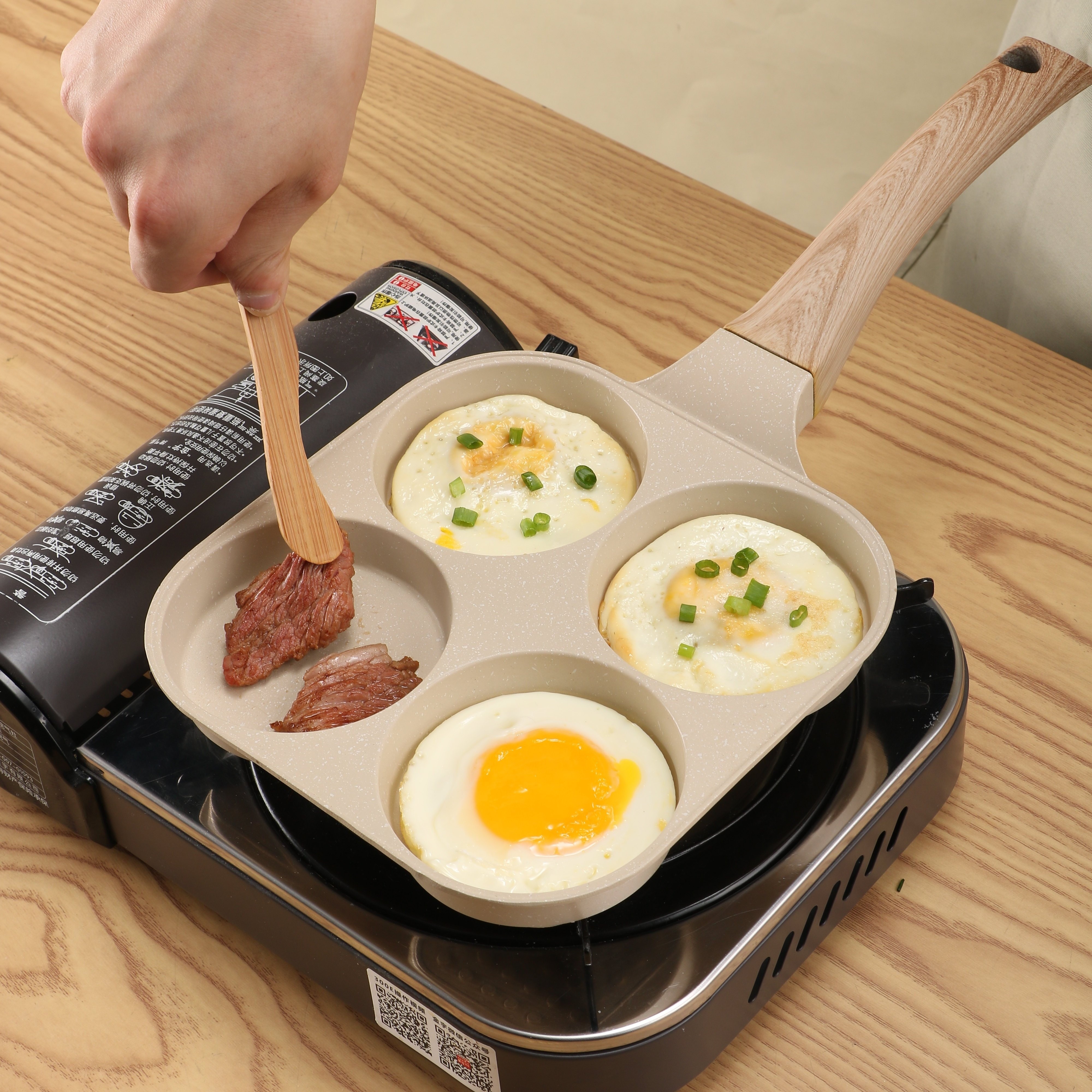 egg frying pan 3 sections cup