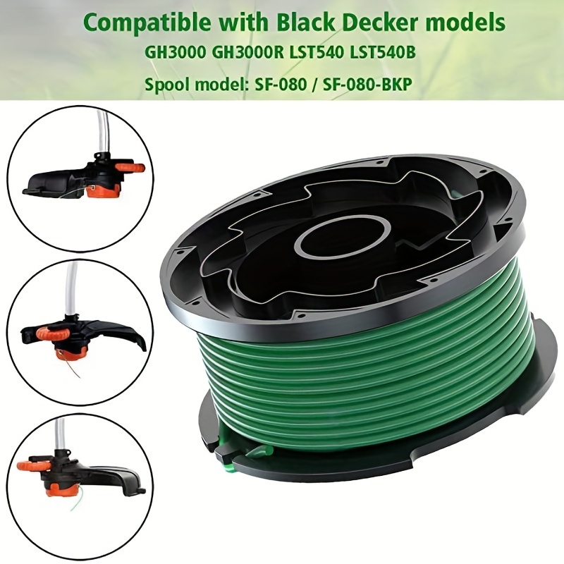String Trimmer Spool Line Compatible With Black And Decker Sf-080-bkp  Gh3000 Lst540 Gh3000r Lst540b Eater Auto Feed Single Line With 90583594  Covers Parts - Temu