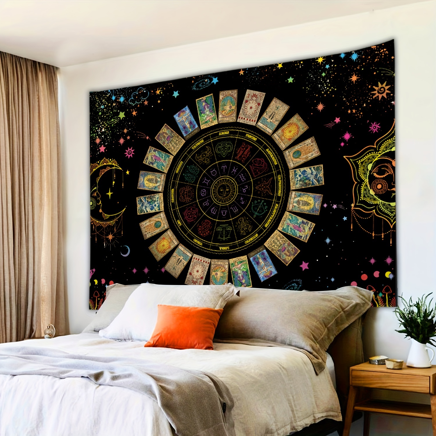 1pc Boho Mandala Tapestry - Polyester Black Light Wall Hanging For Living  Room, Bedroom, Dorm Room - Home Decor With Free Installation Package