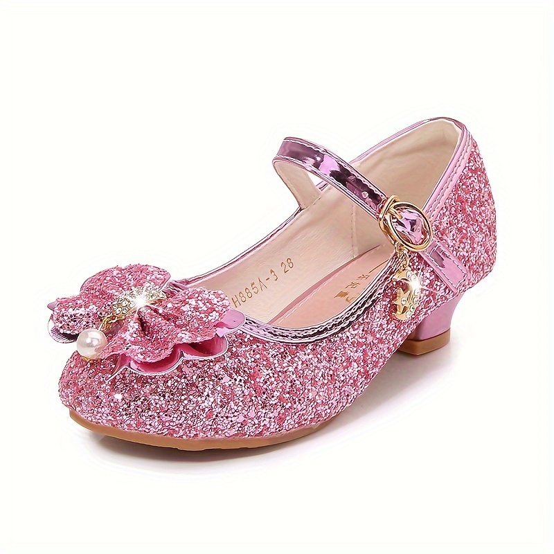 Zapatos Vestir Lazo Purpurina Niñas Zapatos Fiesta Princesa - Temu