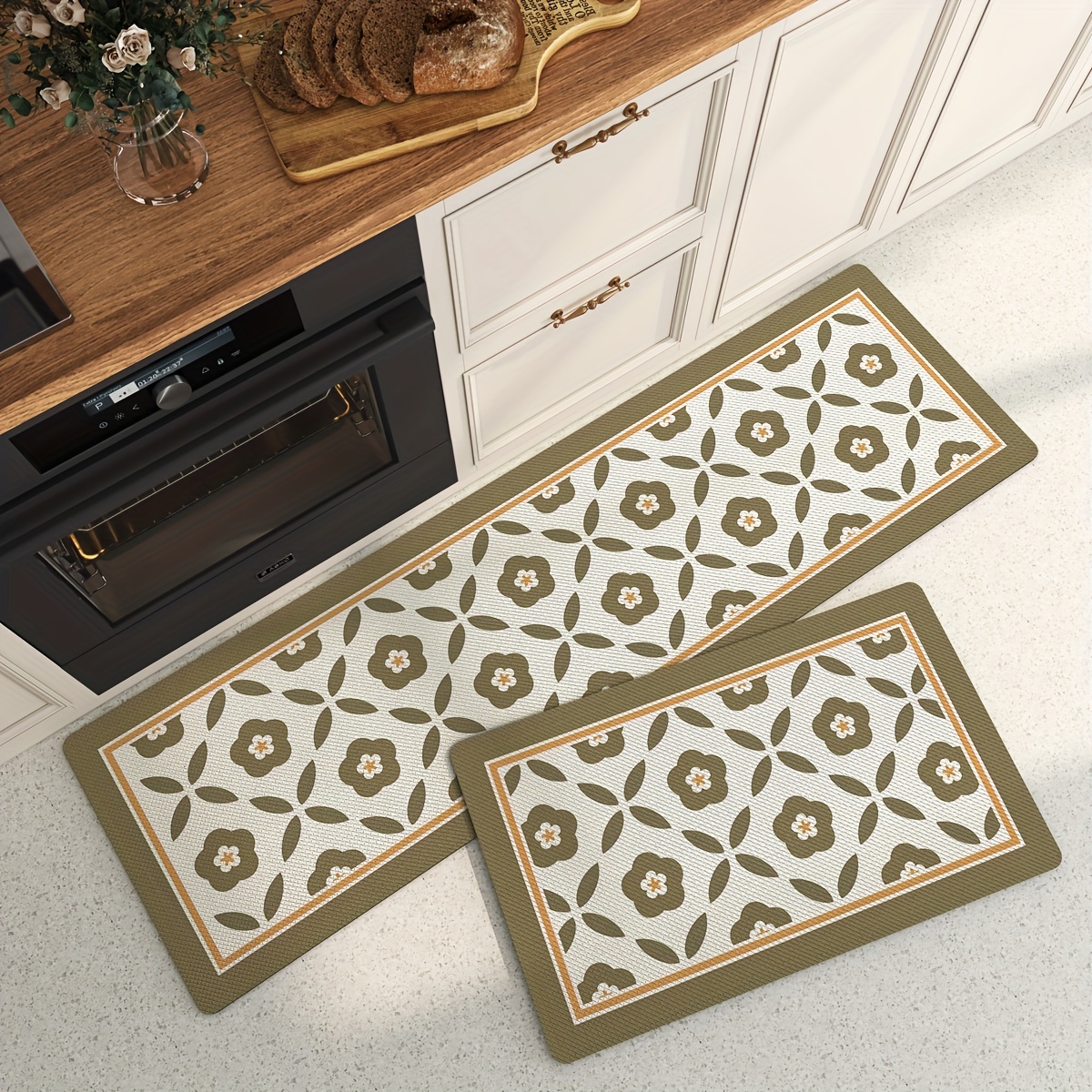 Boho Anti Fatigue Kitchen Rugs Vintage Leather Non Slip Rugs - Temu