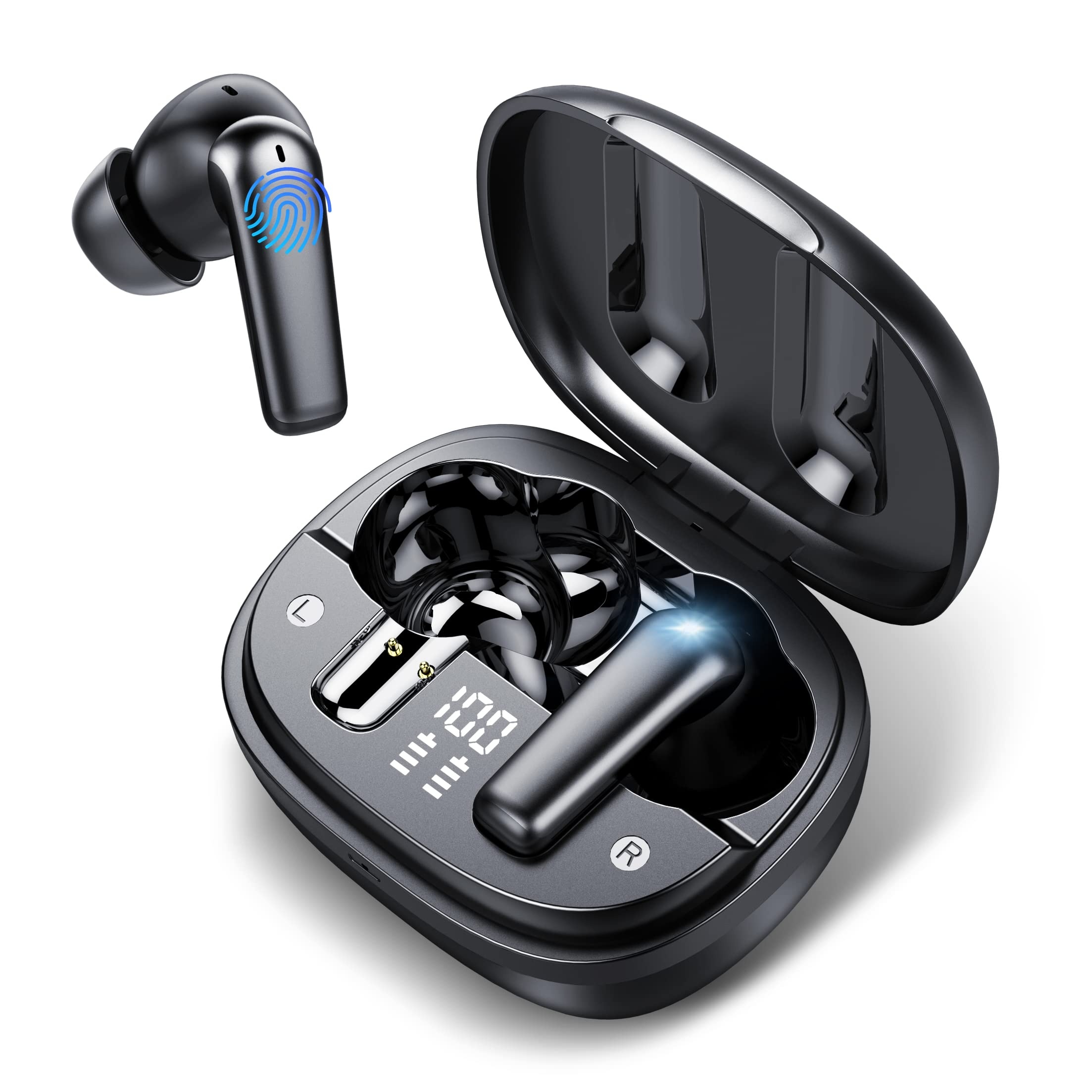 Auriculares Bluetooth inalámbricos, auriculares estéreo de alta fidelidad  inmersivos, nuevos auriculares de 48 horas, micrófono ENC, ganchos