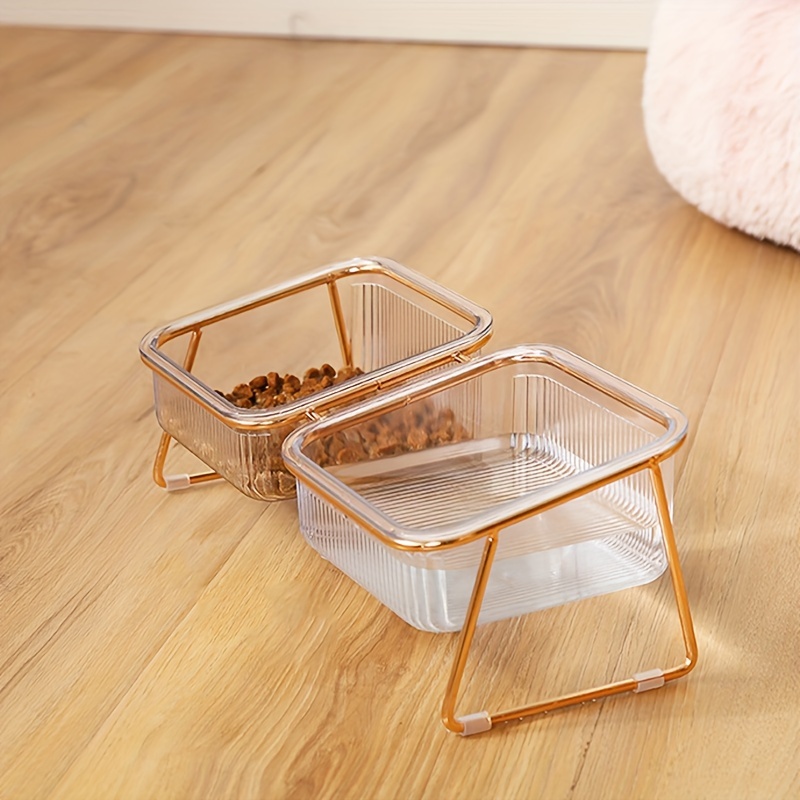 Transparent Double Cat Bowl With Vertical Design For Easy - Temu