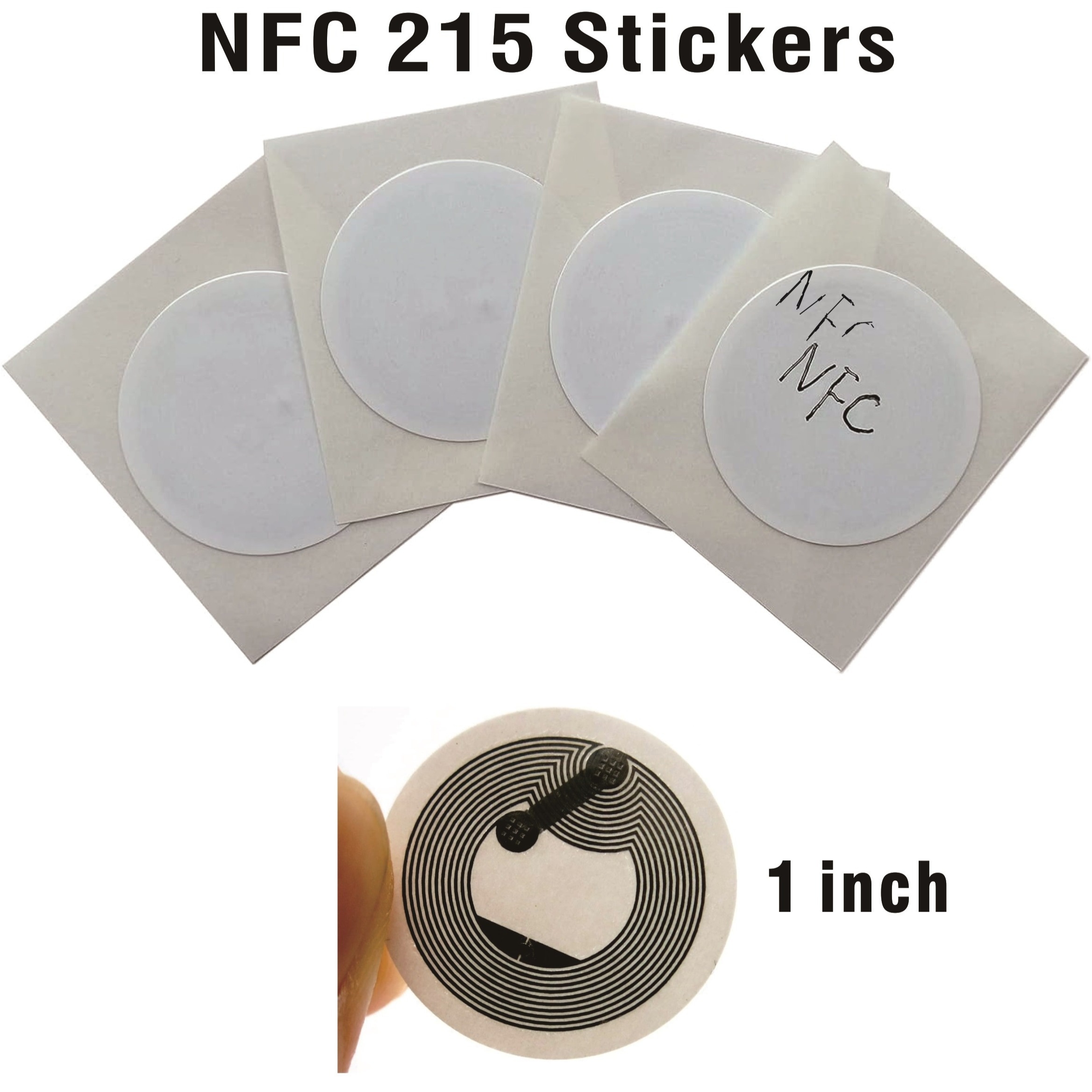 50 etiquetas NFC NTAG215 NFC etiquetas adhesivas redondas de 0.984 in (1  pulgada) tarjetas NFC con respaldo adhesivo compatibles con teléfonos  Android