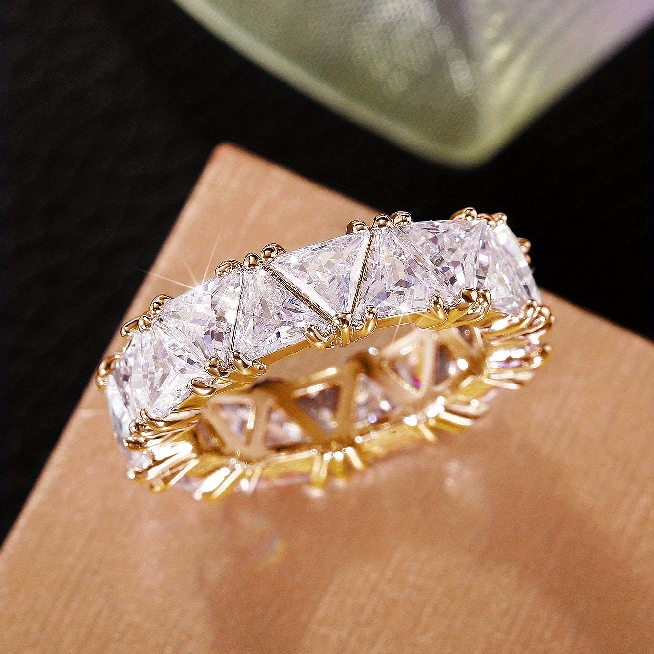 Triangle Zircon Ring, 18K Plated Promise Ring