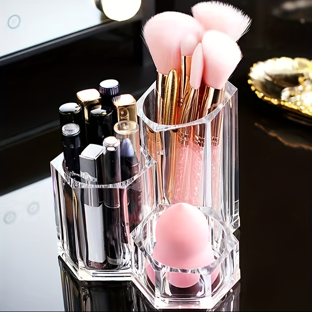 Acrylic Makeup Brush Holder and Organizer - Display Case for Cosmetics,  Jewelry, and Hair Accessories - Eyebrow Pencil, Lip Gloss, and Finishing  Box 
