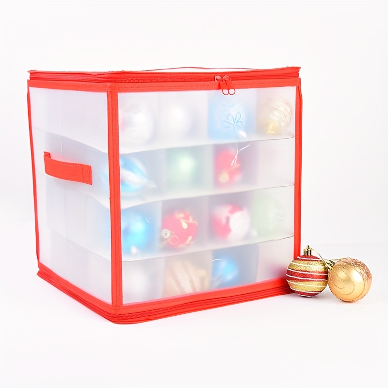 Christmas Ornament Storage Box With Zippered Closure, Plastic Organizer Box,  Hold 64 Christmas Balls, Holiday Ornaments Storage Cube Organizer, Christmas  Chest With Dividers, Xmas Holiday Decoration Organization And Storage  Containers With Lid 