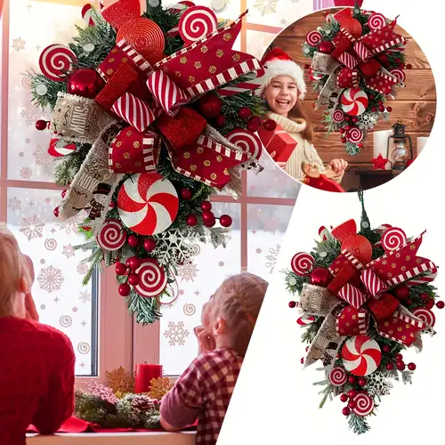 Red Green Christmas Bows Decoration Large Christmas Wreaths - Temu