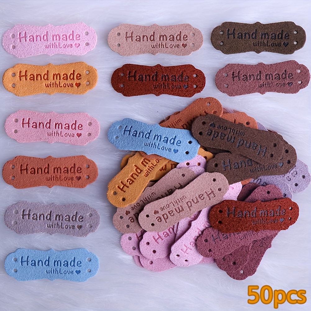 50Pcs hand made with love Clothing Labels For Bag Jeans Sewing