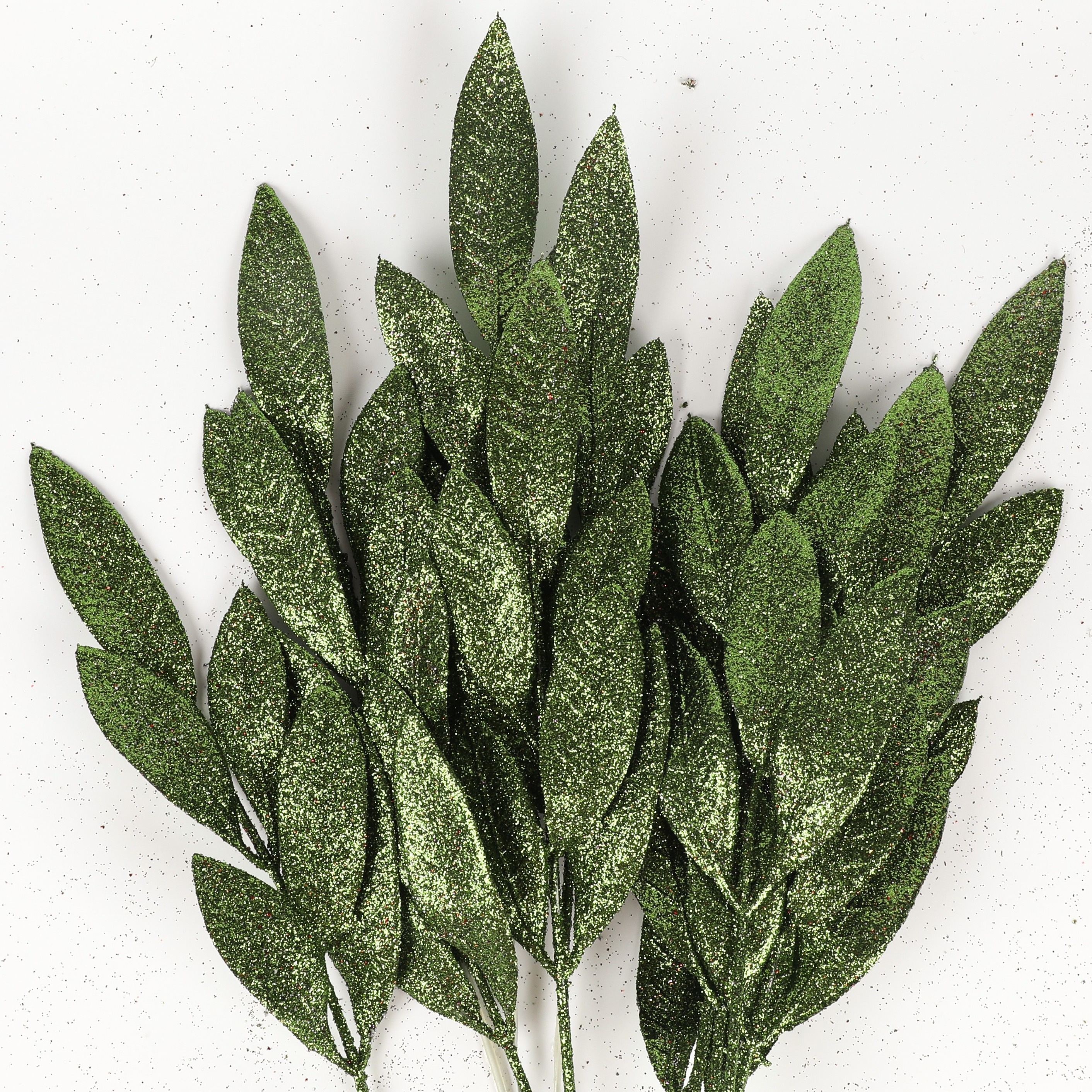 Artificial White Glitter Leaf Spray Leaf Picks Tall For - Temu