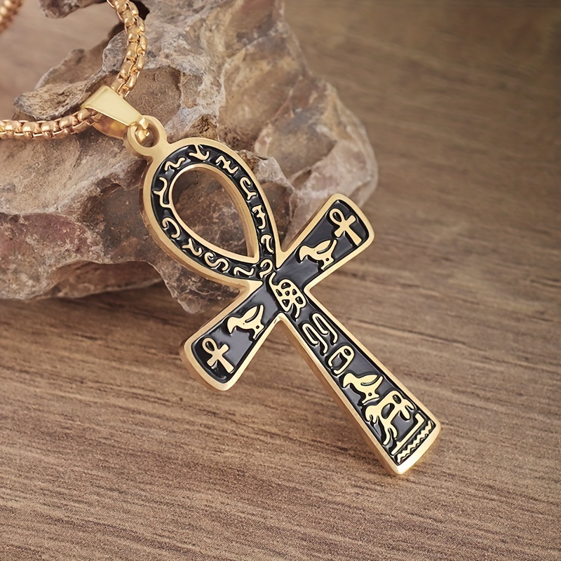 Men's Ancient Egyptian Cross Pendant Necklace