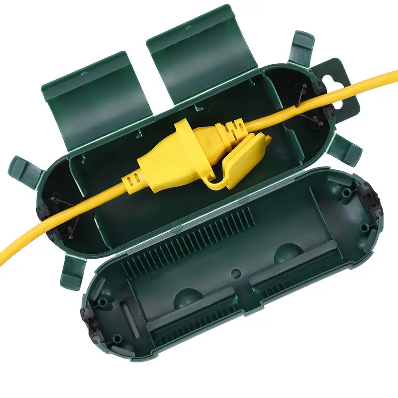 Outdoor Extension Cord Cover - Black/green Weather Resistant Plug