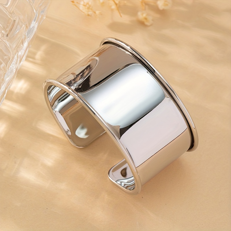 Personality Silver Wide Cuff Bangle, Stainless Steel