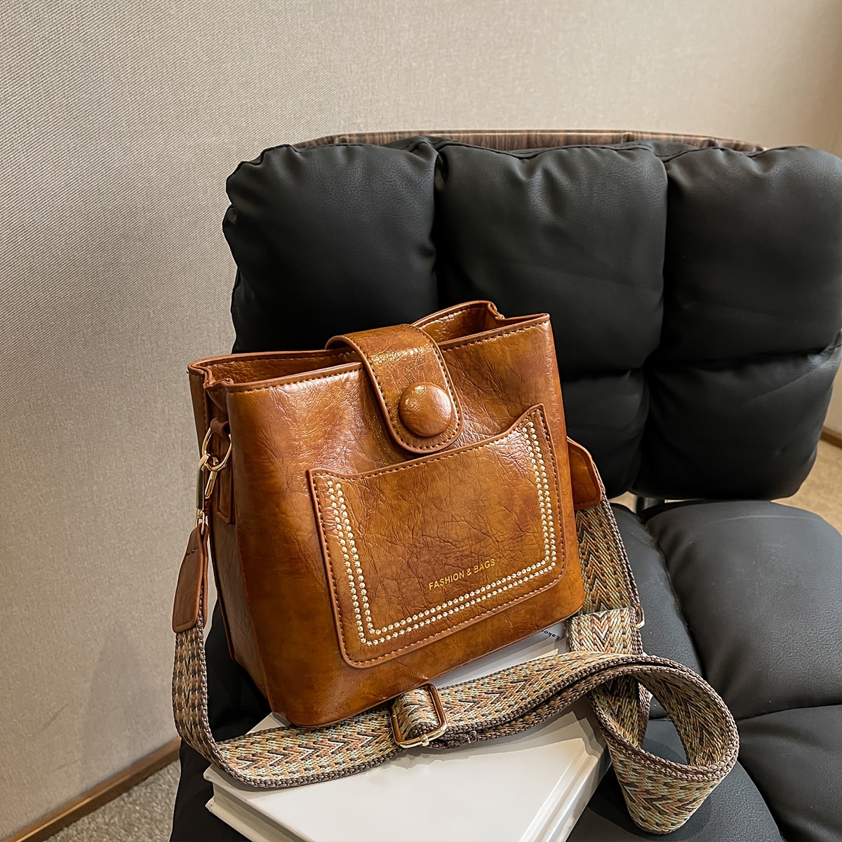 Vintage Minimalist Bucket Bag, Solid Color Shoulder Bag, Women's All-match Mini  Bag For Work - Temu
