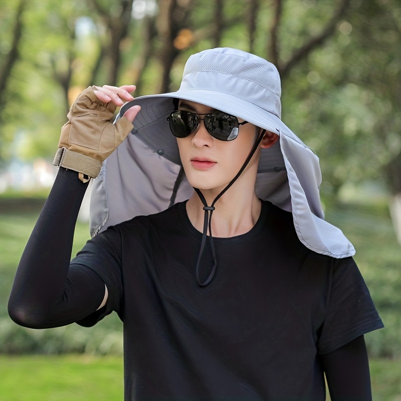 Men's Sunshade Hat With Wide Brim, Quick-drying, Neck Protection, Thin And Breathable Hat For Outdoor Activities Such As Hiking, Fishing