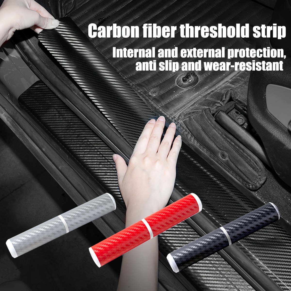 Car sticker carbon fiber door sill protection wear plate edge accessories