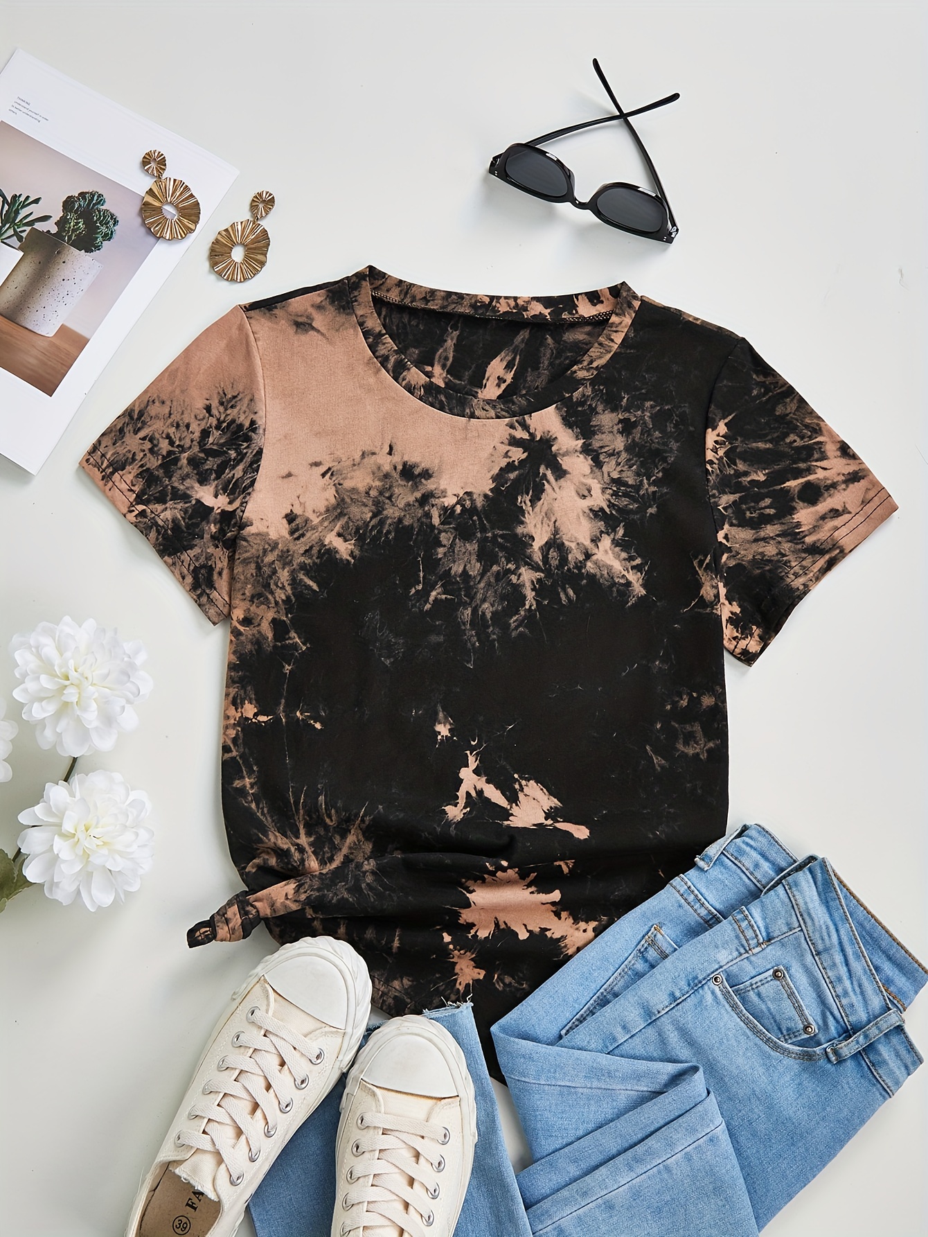 Tie Dye Tshirt Slim Fit Short Sleeve Tee Shirt Fashion Gradient Shirts  Casual Athletic Gym Top Daily Running Tee