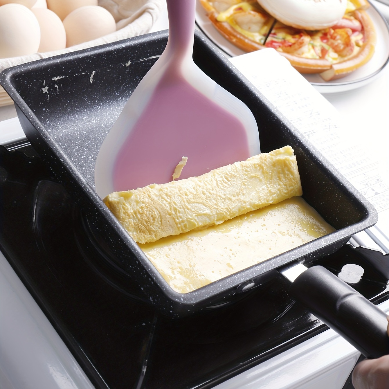 Omelette Pan/Egg Pan,Rectangle Frying Pan Mini Frying Pan Iron Omelette Pan