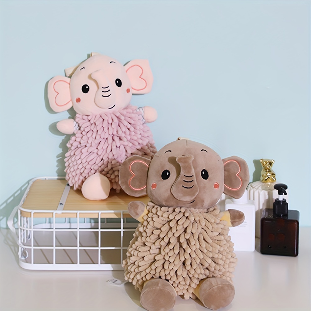 Leaveforme Hand Towel Hanging Design Multifunctional Adorable Pattern Cleaning Hanging Towel for Kids, Pink