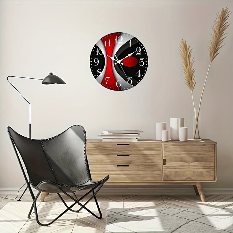 Orologio da parete numeri moderni design legno rosso grigio - 5C27