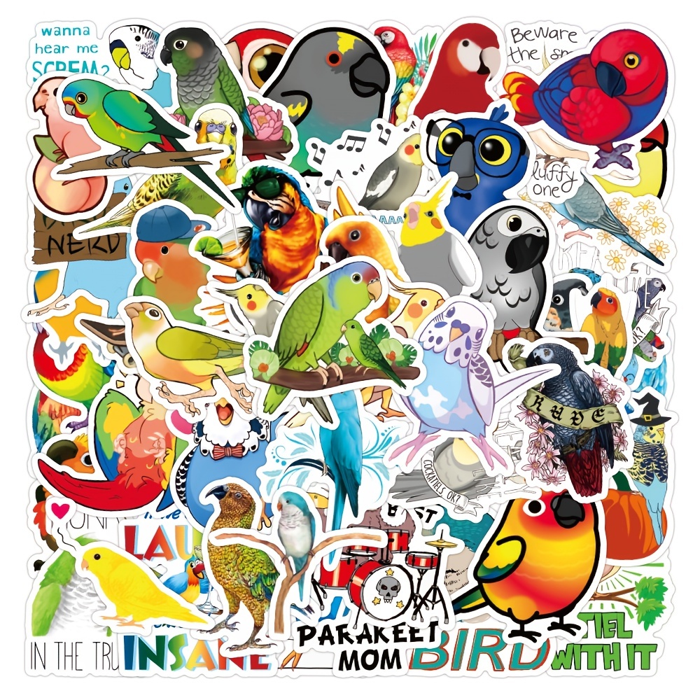 Parrot Doodle Stickers Cartoon Animal Kids Stickers Diy - Temu