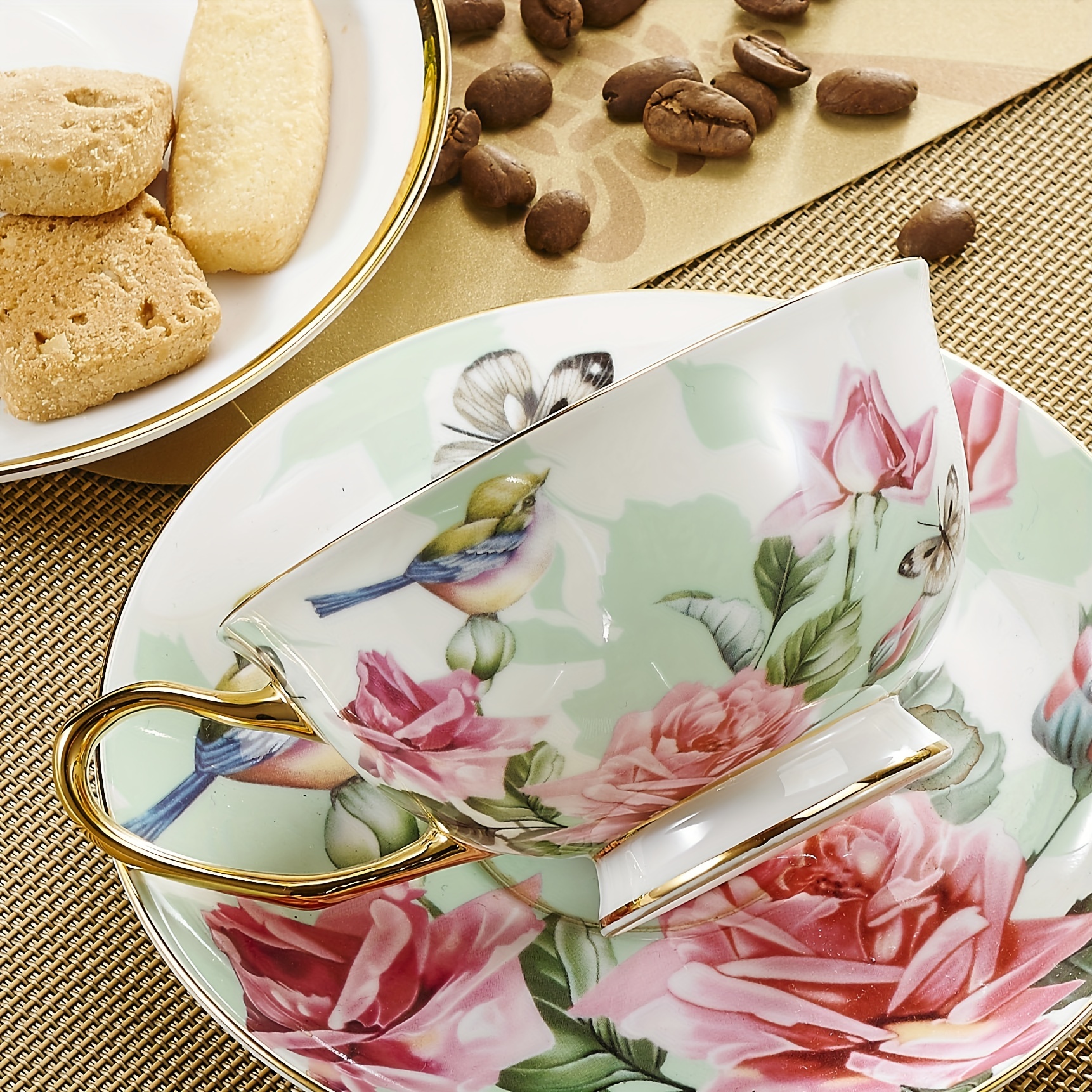 Set of 6 Vintage Floral Tea Cups and Saucers for Tea Party Supplies (Blue,  Pink, 8oz)